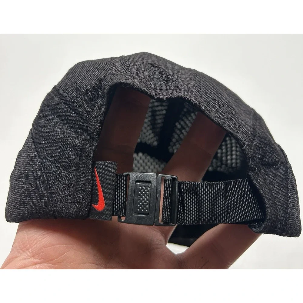 Vintage Nike Hat Cap Strap Back Black Tailwind 7 Panel Dry Fit Lightweight EUC